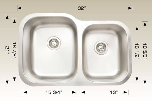 Kitchen Sink 32" X 21" X 9" Bosco Standard Series #207042