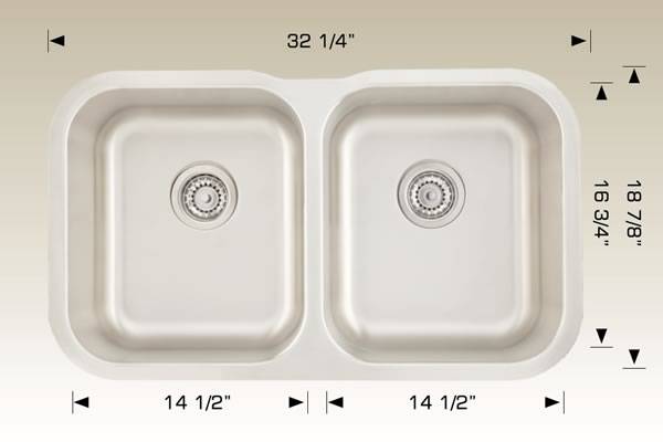 Kitchen Sink 32 1/4" X 18 7/8" X 9" Bosco Standard Series #207044