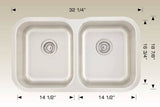 Kitchen Sink 32 1/4" X 18 7/8" X 9" Bosco Standard Series #207044