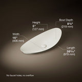 Veil™ 38-1/2" oval vessel bathroom sink, no overflow