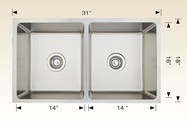 Stainless Steel Sinks 31" X 18" X 9" 207117