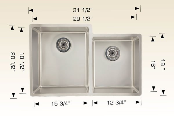 Stainless Steel Sinks 31 1/2" X 20 1/2" X 9" 207118