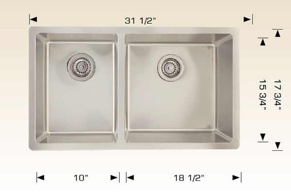 Stainless Steel Sinks 31 1/2" X 17 3/4" X 9" 207121