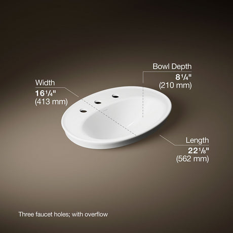 Serif® 22-1/4" oval drop-in bathroom sink