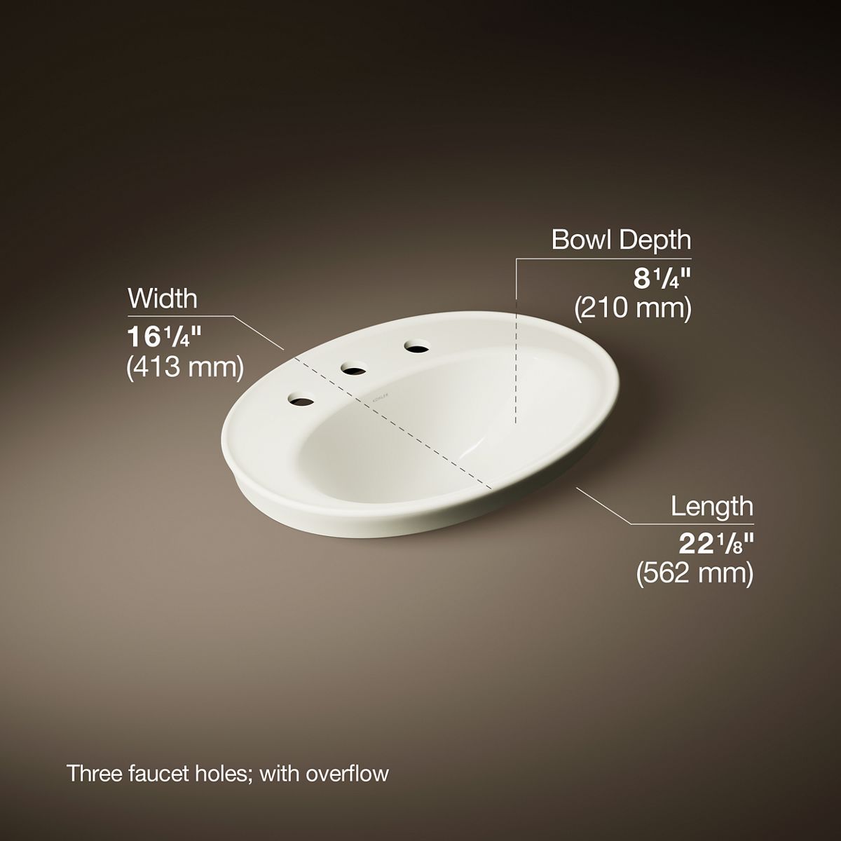 Serif® 22-1/4" oval drop-in bathroom sink