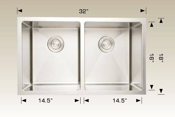 Kitchen Sink 32" X 18" X 9" Bosco Standard Series #208001