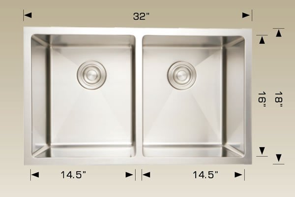 Stainless Steel Sinks 32" X 18" X 9" 208001 Plus