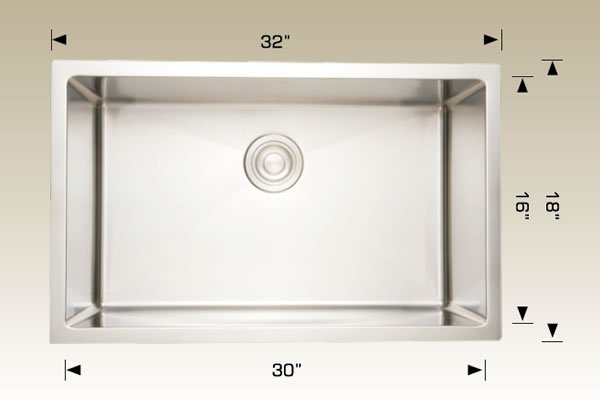 Stainless Steel Sinks 32" X 18" X 9" 208003 Plus