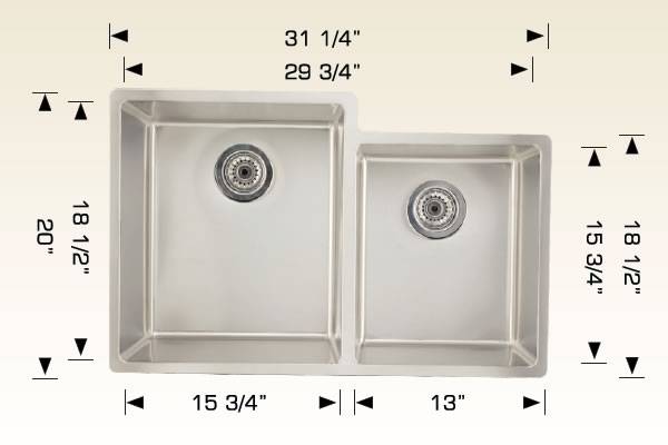 Kitchen Sink 31 1/4" X 20" X 9" Bosco Builder Series #208014