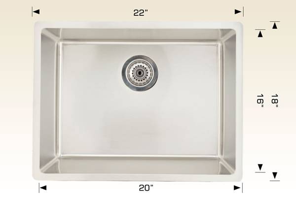 Kitchen Sink 22" X 18" X 9" Bosco Builder Series #208018