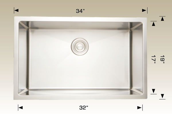 Stainless Steel Sinks 34" X 19" X 9" 208033 Plus