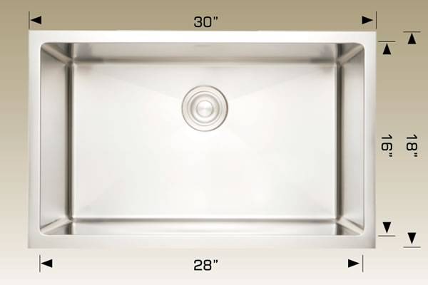 Kitchen Sink 30" X 18" X 9" Bosco Super Series #208046