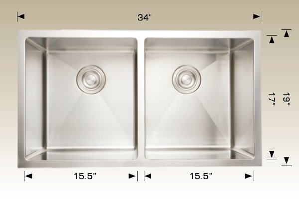 Stainless Steel Sinks 34" X 19" X 9" 208058 Plus