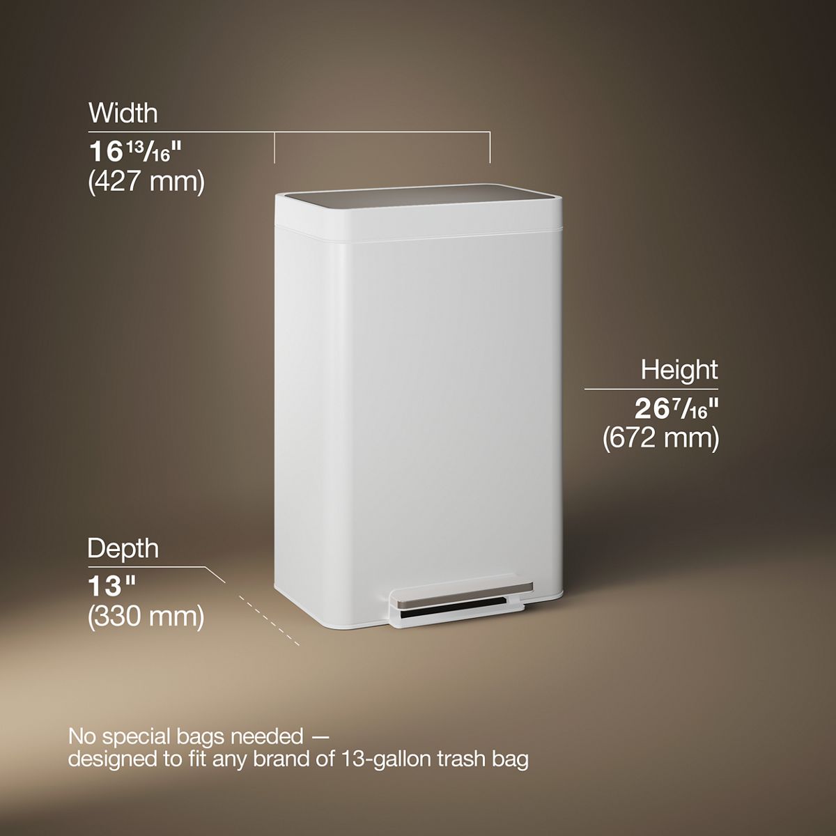 13-gallon stainless steel step trash can