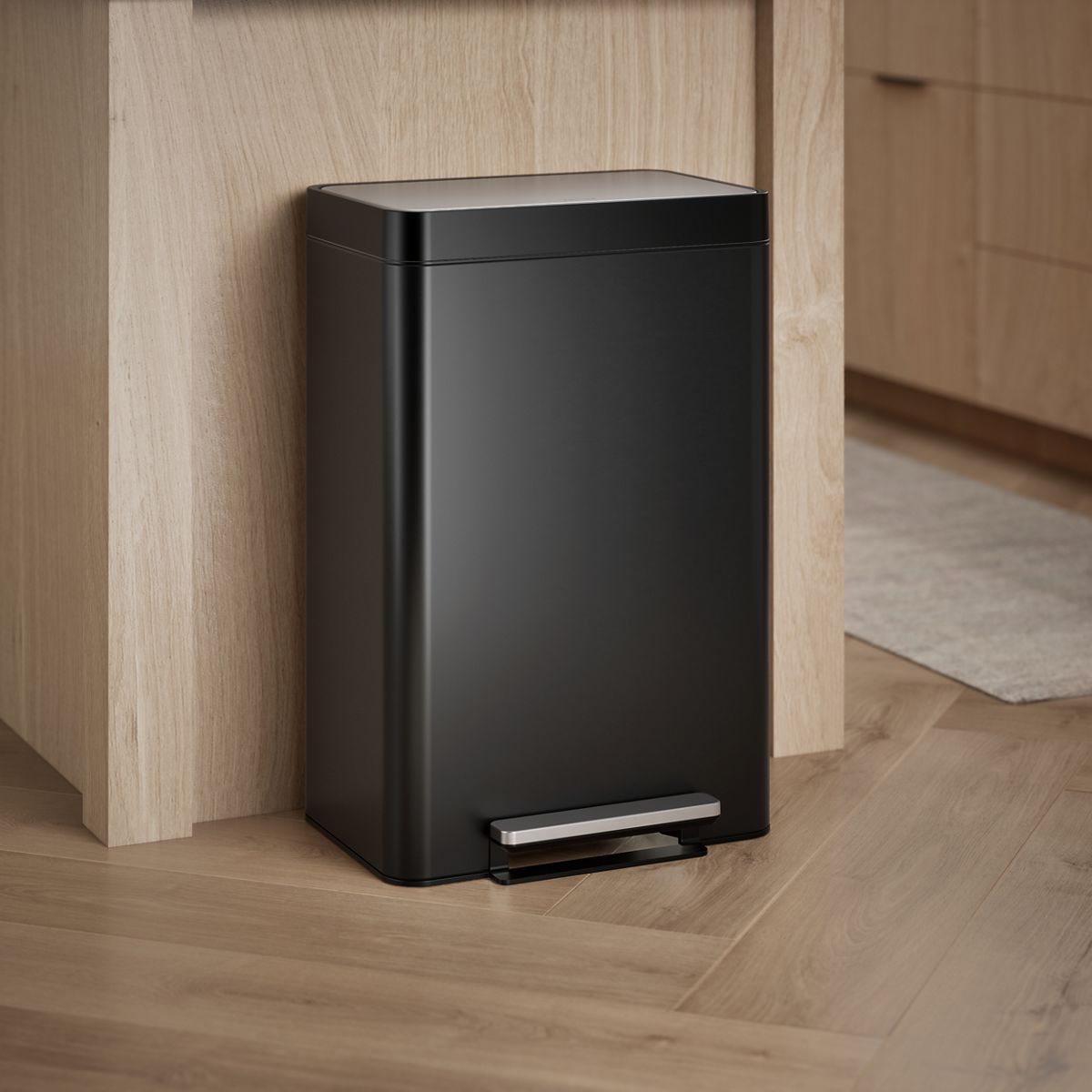 Dual-compartment step trash can