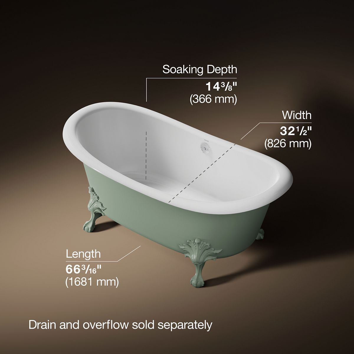 Artifacts™ 66-1/8" x 32-1/2" freestanding bath