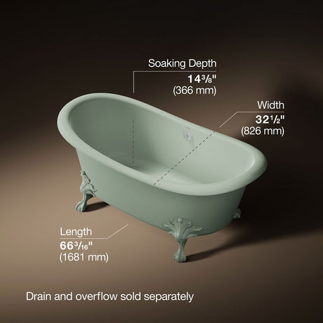 Artifacts™ 66-1/8" x 32-1/2" freestanding bath