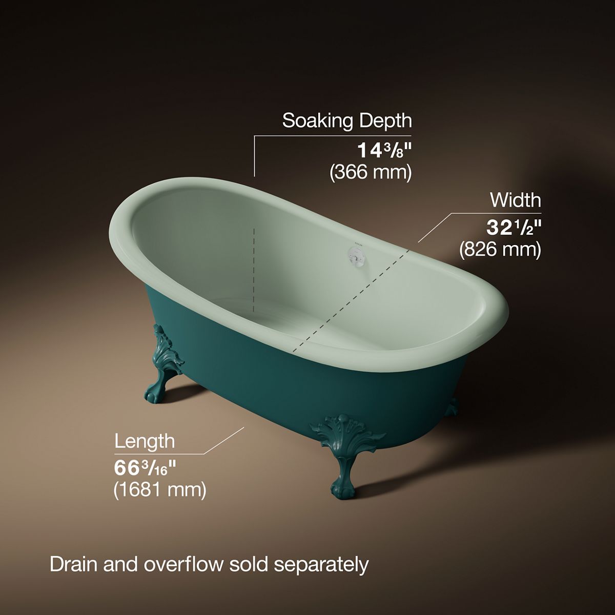 Artifacts™ 66-1/8" x 32-1/2" freestanding bath