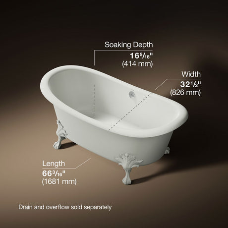 Artifacts™ 66-1/8" x 32-1/2" freestanding bath