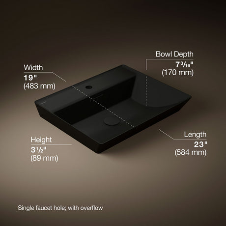 Brazn® 23" rectangular vessel bathroom sink