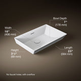 Brazn® 23" rectangular vessel bathroom sink