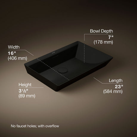 Brazn® 23" rectangular vessel bathroom sink