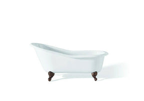 SLIPPER Cast Iron Bathtub with Continuous Rolled Rim 2132-WW