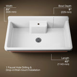 Farmstead® 45" top-/wall-mount single-bowl workstation farmhouse kitchen sink