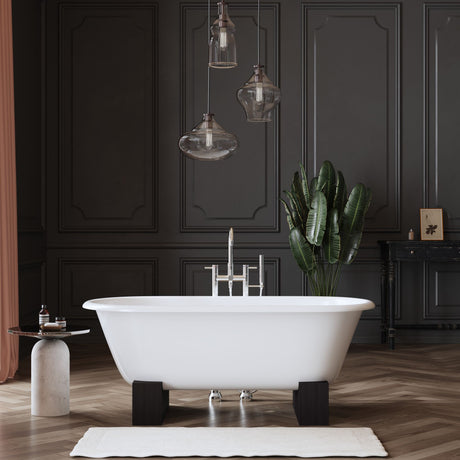 REGAL Cast Iron Bathtub with Wooden Base and Faucet Holes 2130-WW-7