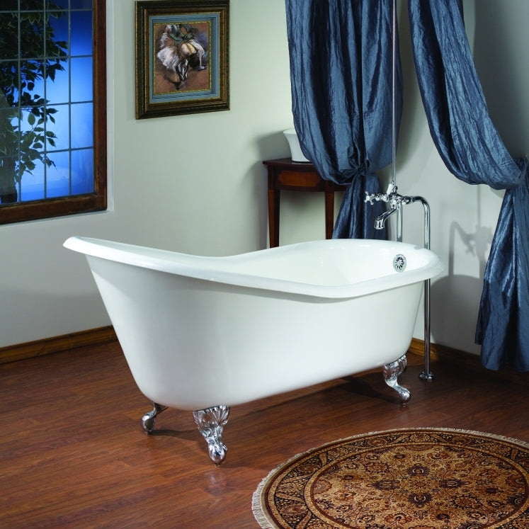 SLIPPER Cast Iron Bathtub with Continuous Rolled Rim 2108-WW