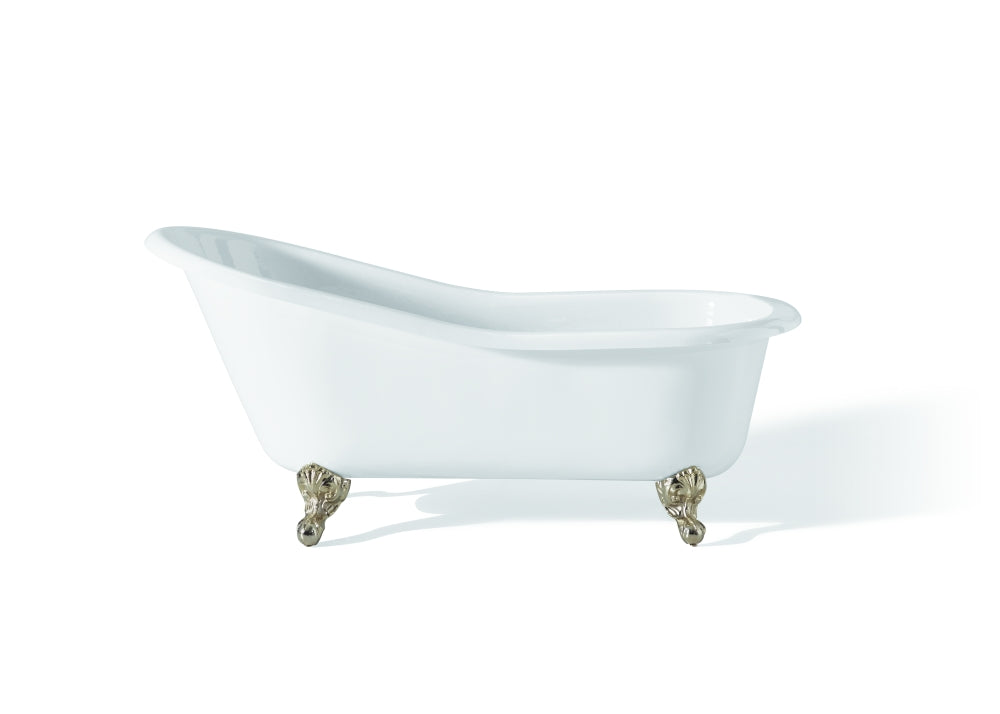 SLIPPER Cast Iron Bathtub with Continuous Rolled Rim 2108-WW
