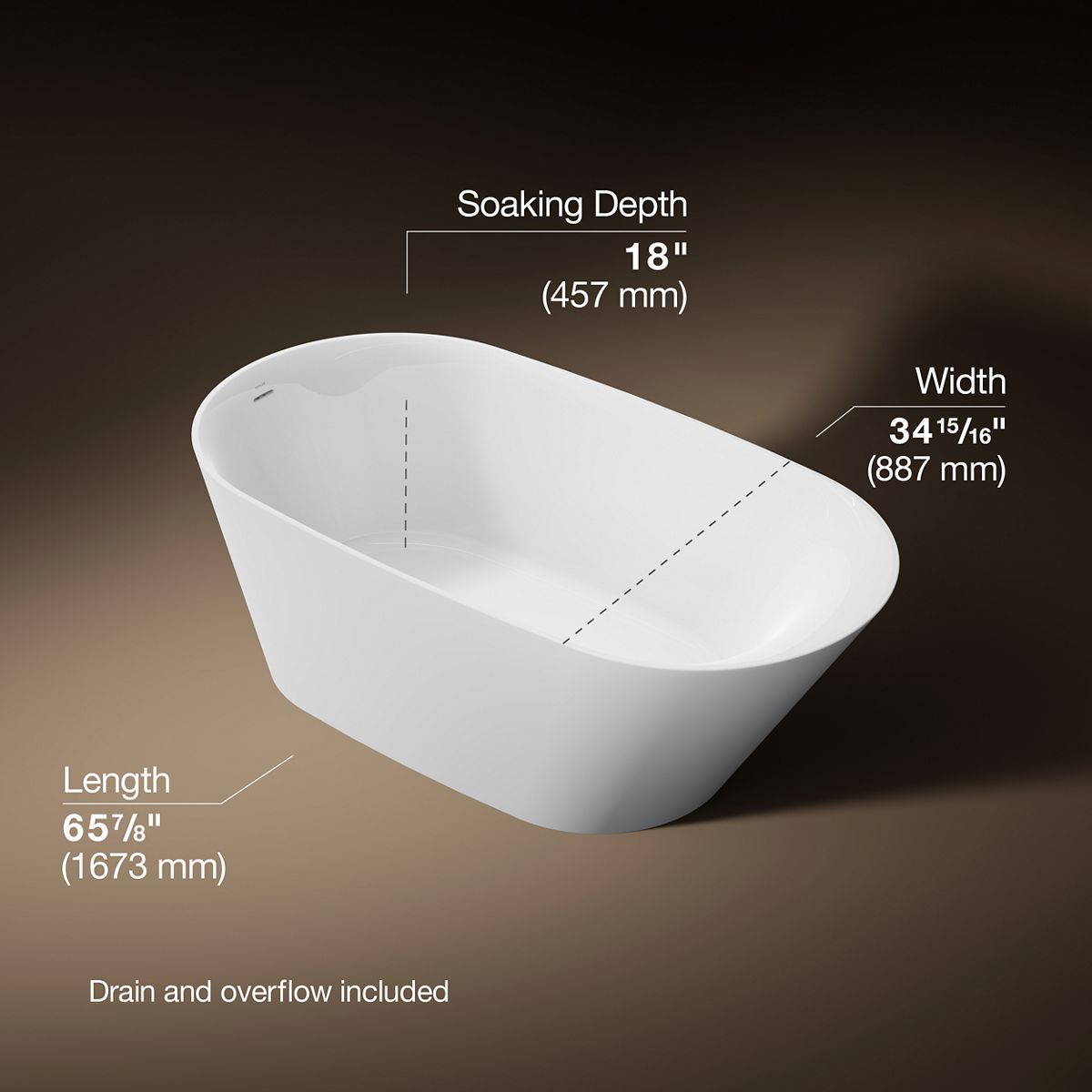 Brazn® 66" x 35" freestanding bath