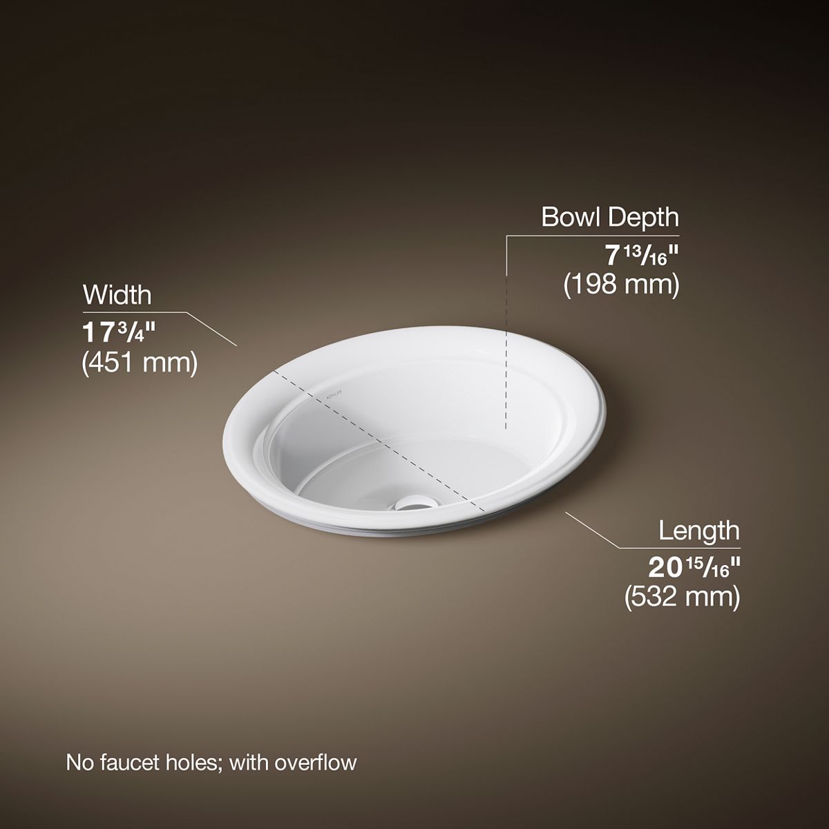 Artifacts™ 21" oval drop-in bathroom sink