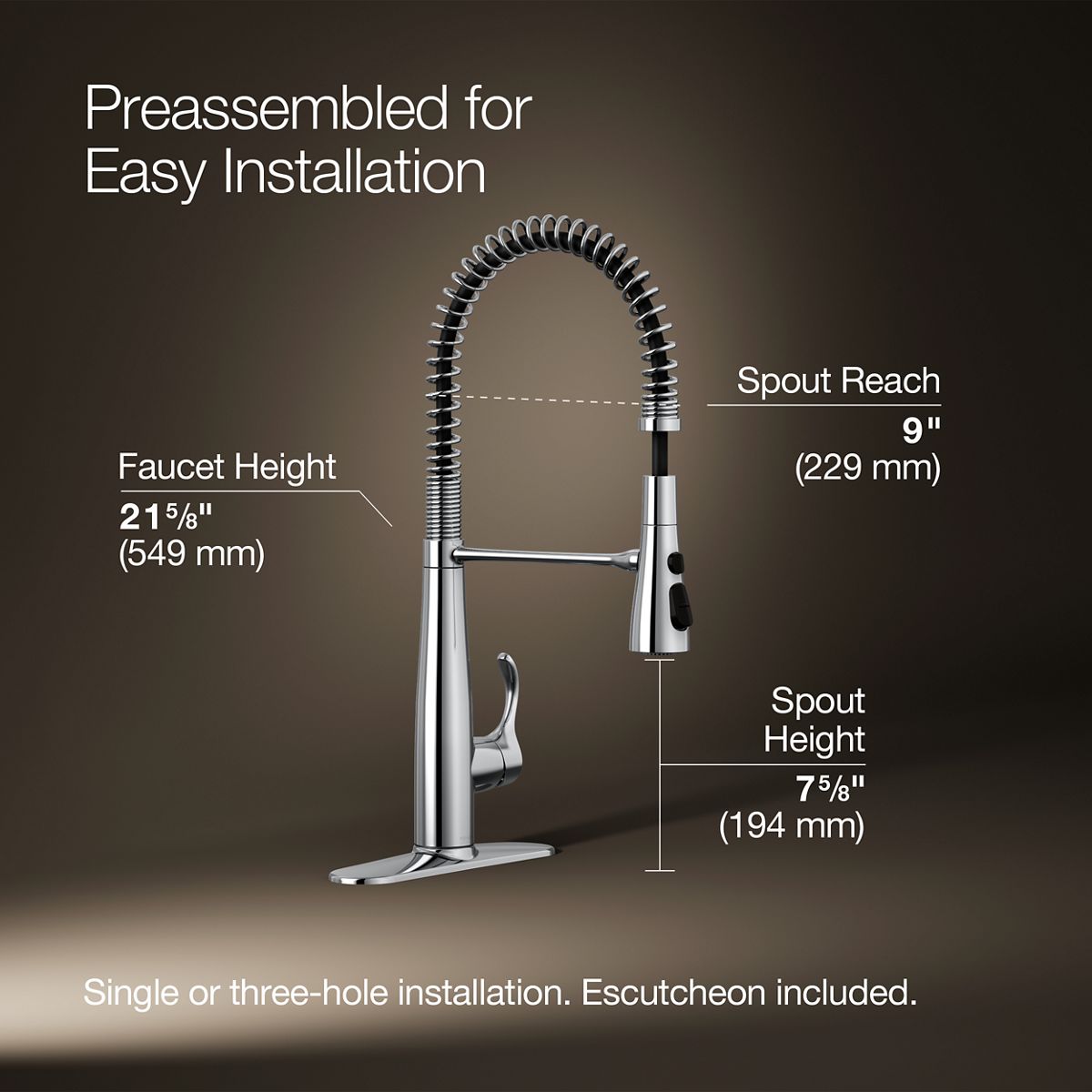 Simplice® Semi-professional kitchen sink faucet with three-function sprayhead