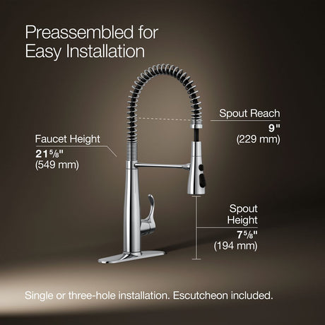 Simplice® Semi-professional kitchen sink faucet with three-function sprayhead