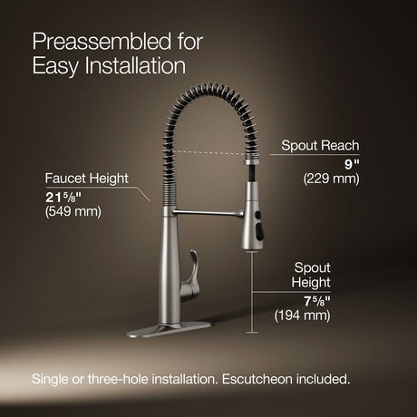 Simplice® Semi-professional kitchen sink faucet with three-function sprayhead