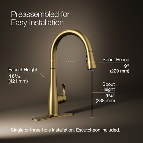 Simplice® Touchless pull-down kitchen sink faucet with three-function sprayhead