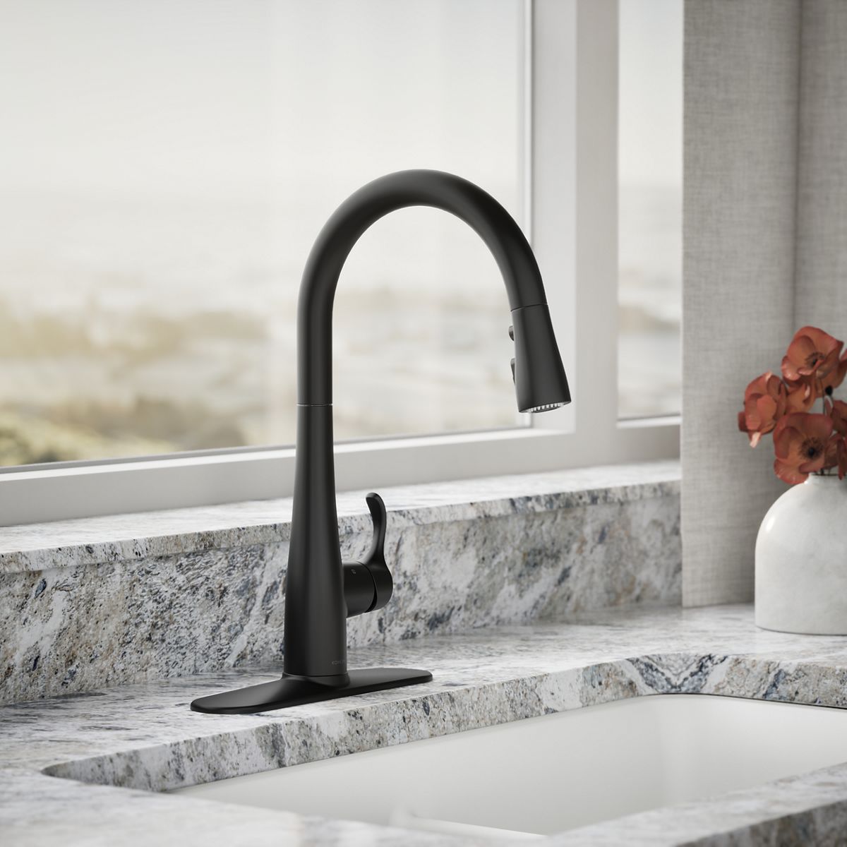 Simplice® Touchless pull-down kitchen sink faucet with three-function sprayhead