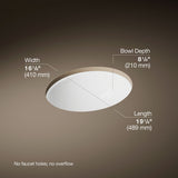 Caxton® 19-1/4" oval undermount bathroom sink with glazed underside, no overflow