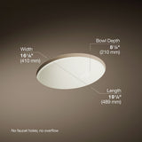Caxton® 19-1/4" oval undermount bathroom sink, no overflow