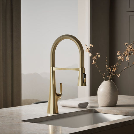 Graze® Semi-professional kitchen sink faucet with three-function sprayhead