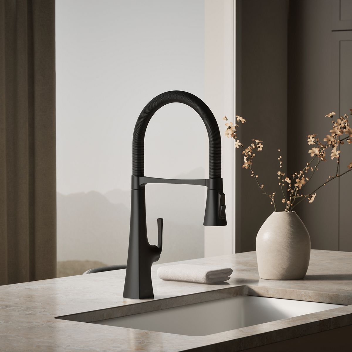 Graze® Semi-professional kitchen sink faucet with three-function sprayhead