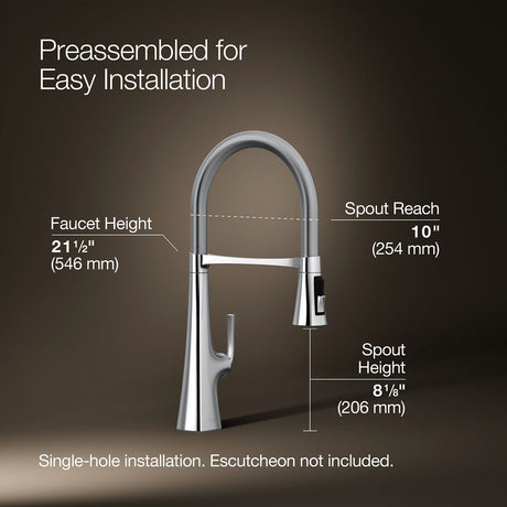 Graze® Semi-professional kitchen sink faucet with three-function sprayhead