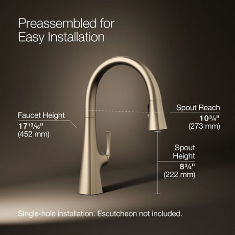 Graze® Pull-down kitchen sink faucet with three-function sprayhead