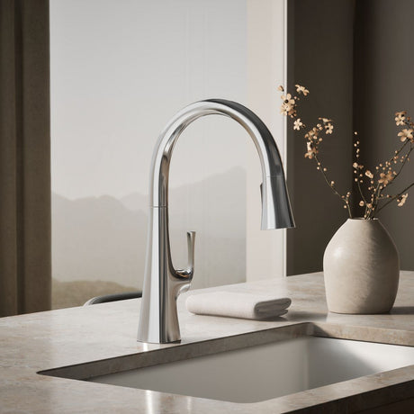 Graze® Pull-down kitchen sink faucet with three-function sprayhead