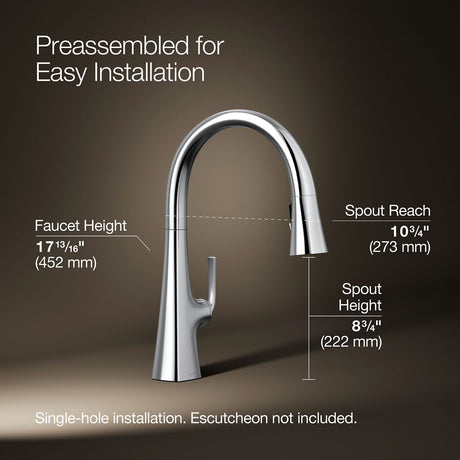 Graze® Pull-down kitchen sink faucet with three-function sprayhead