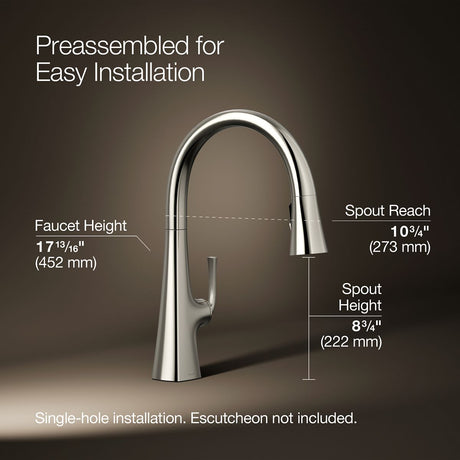 Graze® Pull-down kitchen sink faucet with three-function sprayhead