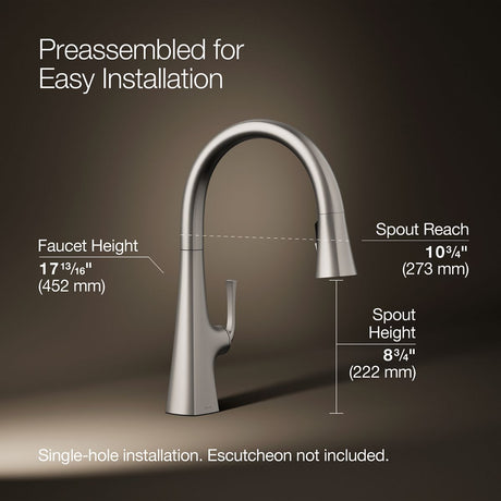 Graze® Pull-down kitchen sink faucet with three-function sprayhead