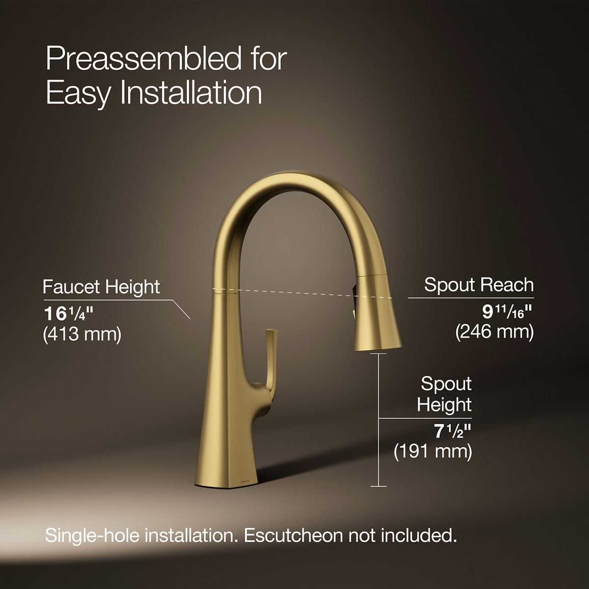 Graze® Pull-down kitchen sink faucet with three-function sprayhead