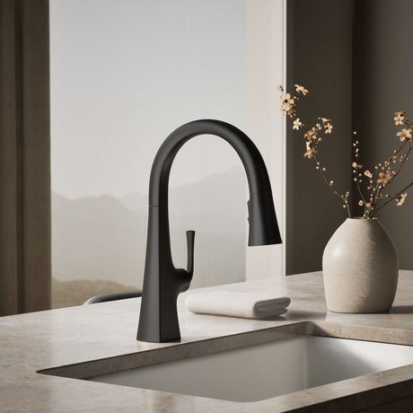 Graze® Pull-down kitchen sink faucet with three-function sprayhead